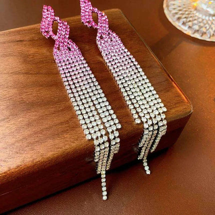 Vibrant Heart-Shaped Crystal Drop Earrings - Dazzling Rhinestone Statement Jewelry for Women with Bold Oversized Charm - Très Elite