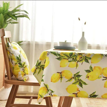 Vibrant Lemon-Themed Rectangular Tablecloth for Chic Dining and Outdoor Events - Waterproof and Stain-Resistant - Très Elite