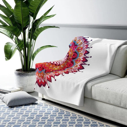 Vibrant Mandala Sherpa Fleece Throw Blanket - Ultimate Comfort and Style