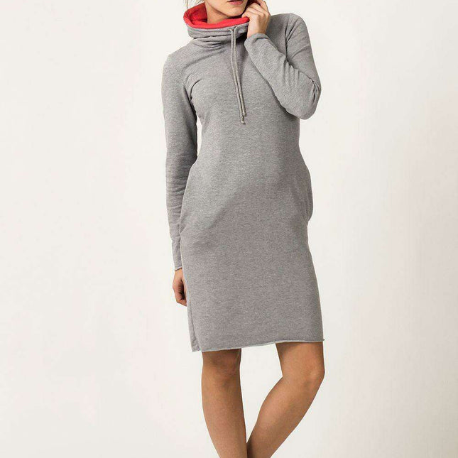 Vibrant Modern Sweatshirt Dress with Stylish Stand-Up Collar