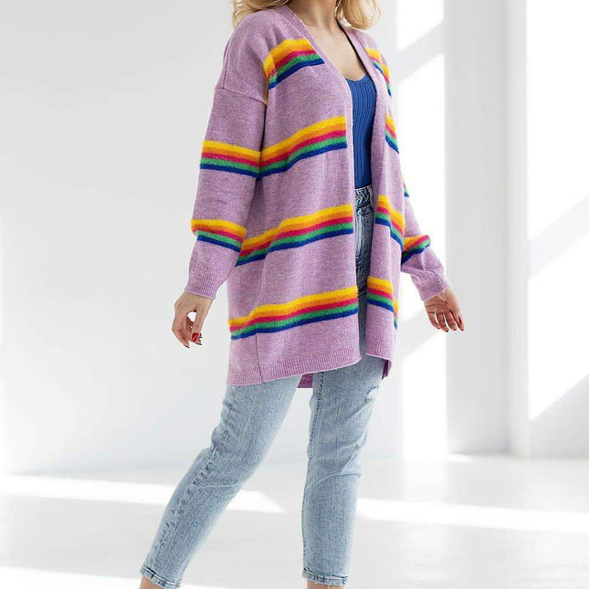 Vibrant Multi-Colored Oversized Knit Cardigan - Très Elite