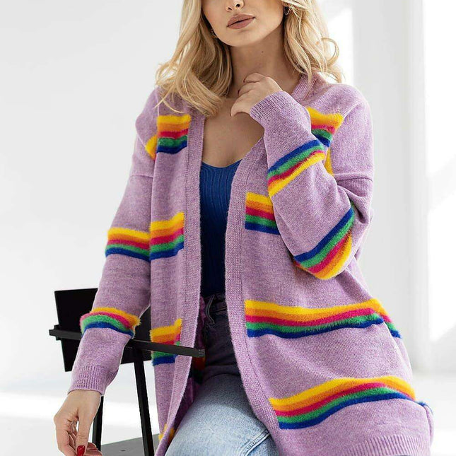 Vibrant Multi-Colored Oversized Knit Cardigan - Très Elite
