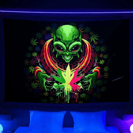 Vibrant Neon Anime Punk Tapestry - Illuminate Your Room with Fluorescent Artistry..
