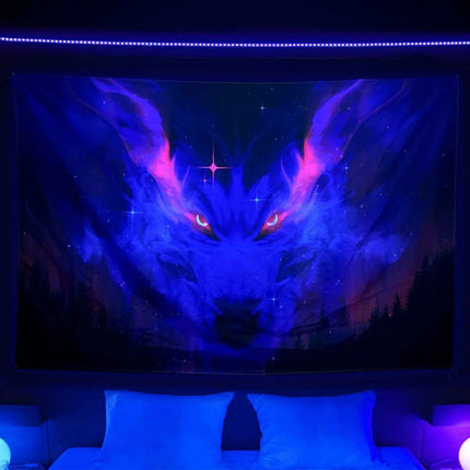 Vibrant Neon Anime Punk Tapestry - Illuminate Your Room with Fluorescent Artistry..