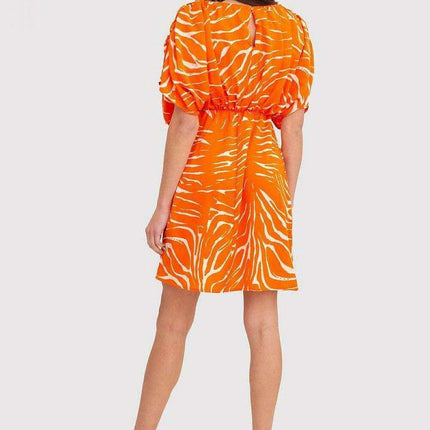 Vibrant Orange Flowing Summer Mini Dress by Ax Paris
