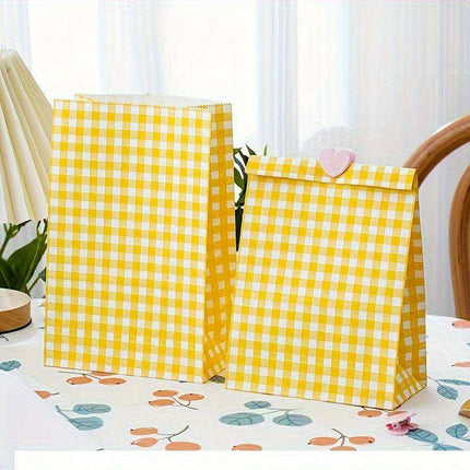 Vibrant Plaid Gift Bags with Coordinating Stickers - 50 Piece Set for All Occasions - Très Elite