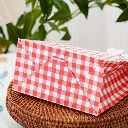 Vibrant Plaid Gift Bags with Coordinating Stickers - 50 Piece Set for All Occasions - Très Elite