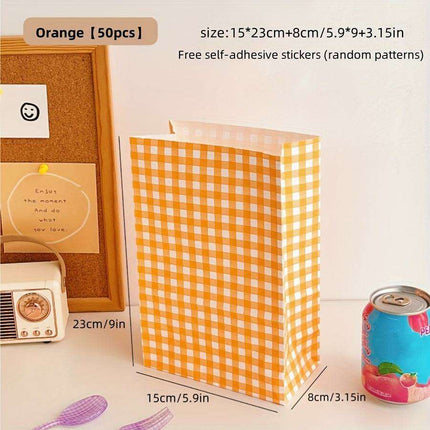 Vibrant Plaid Gift Bags with Coordinating Stickers - 50 Piece Set for All Occasions - Très Elite