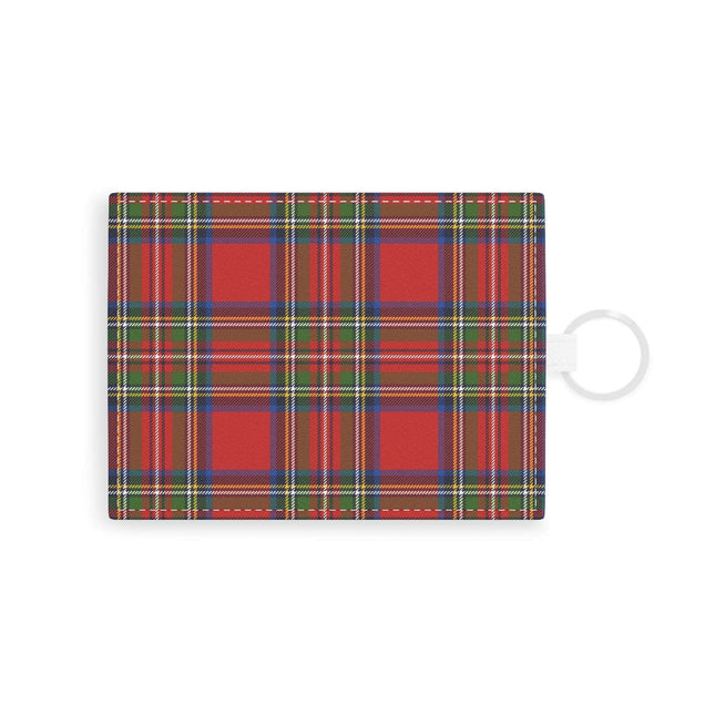 Vibrant Plaid Vegan Leather Card Holder