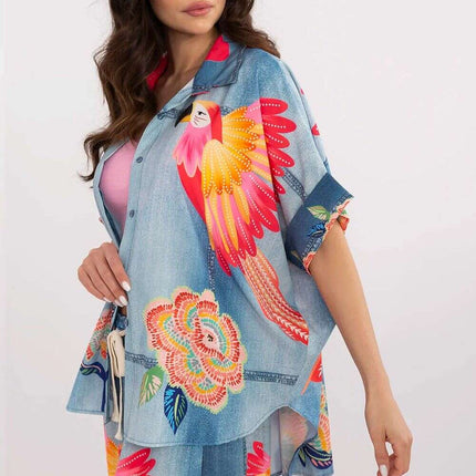 Vibrant Print Short Sleeve Shirt for Women Modern Style - Très Elite