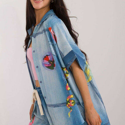 Vibrant Print Short Sleeve Shirt for Women Modern Style - Très Elite