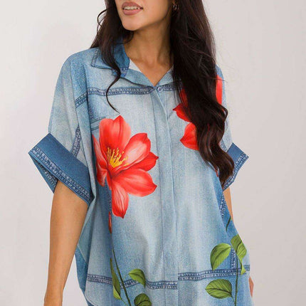 Vibrant Print Short Sleeve Shirt for Women Modern Style