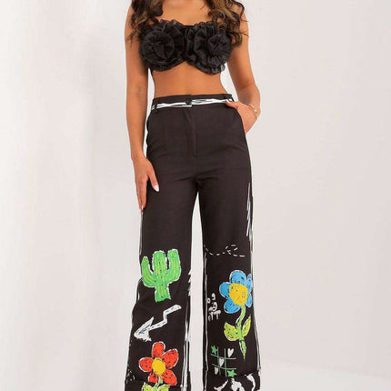 Vibrant Print Wide Leg Trousers For Women By Italy Moda