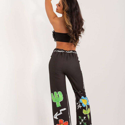 Vibrant Print Wide Leg Trousers For Women By Italy Moda - Très Elite