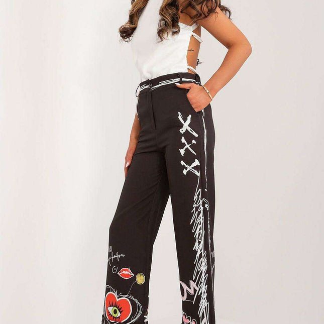 Vibrant Print Wide Leg Trousers For Women By Italy Moda