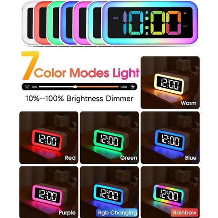 Vibrant RGB Sound-Activated Alarm Clock with Dual Alarm and Multi-Color Night Light for Stylish Home Decor - Très Elite