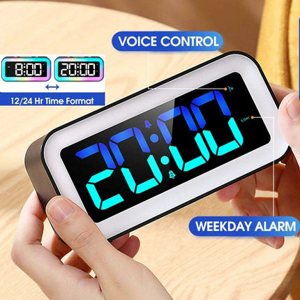 Vibrant RGB Sound-Activated Alarm Clock with Dual Alarm and Multi-Color Night Light for Stylish Home Decor - Très Elite