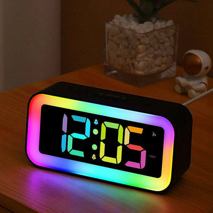 Vibrant RGB Sound-Activated Alarm Clock with Dual Alarm and Multi-Color Night Light for Stylish Home Decor - Très Elite