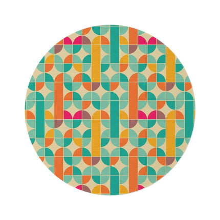 Vibrant Retro Plush Round Area Rug - Stylish Patterns, Soft Polyester Chenille - Essential Home Accent..