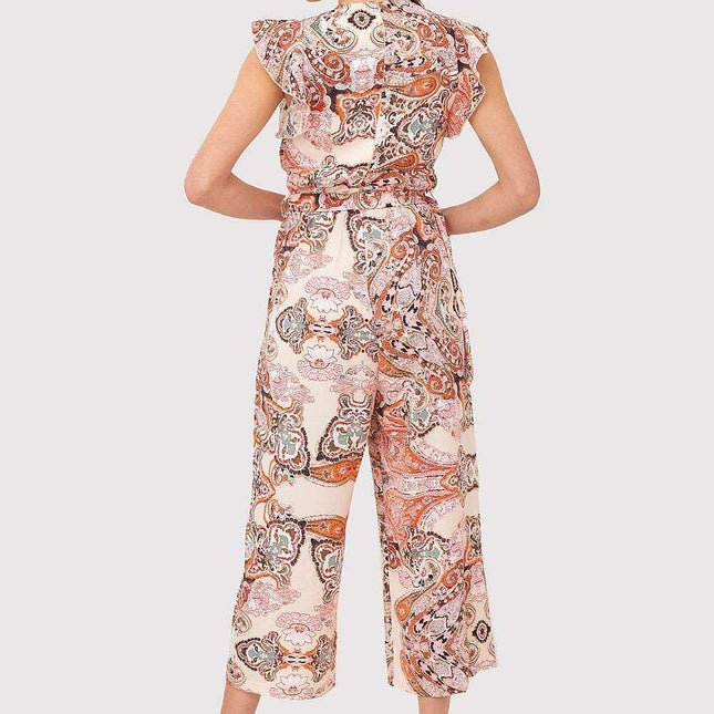 Vibrant Ruffle Detail Jumpsuit with Waist Tie