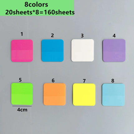 Vibrant Translucent PET Sticky Notes Set - 160 Sheets in 8 Bright Colors - Très Elite