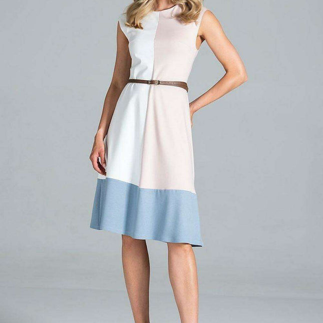 Vibrant Tri-Color Sleeveless Midi Dress - Très Elite