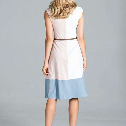 Vibrant Tri-Color Sleeveless Midi Dress - Très Elite