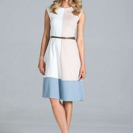 Vibrant Tri-Color Sleeveless Midi Dress - Très Elite