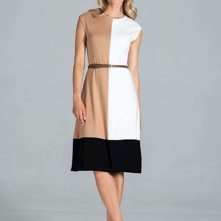 Vibrant Tri-Color Sleeveless Midi Dress - Très Elite