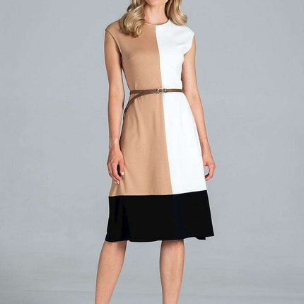 Vibrant Tri-Color Sleeveless Midi Dress - Très Elite