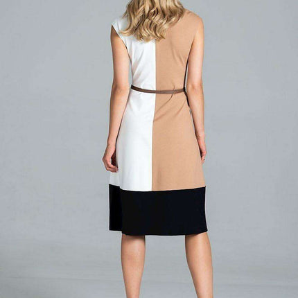 Vibrant Tri-Color Sleeveless Midi Dress - Très Elite