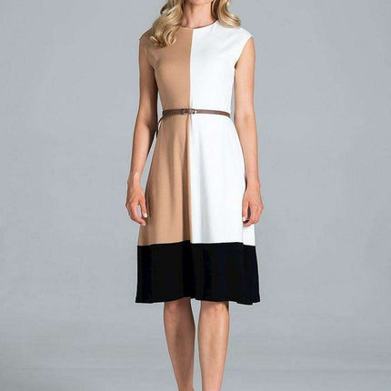Vibrant Tri-Color Sleeveless Midi Dress - Très Elite