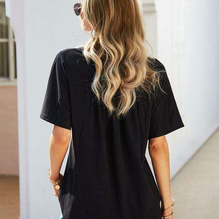 Vibrant V-neck Babydoll Top: Effortlessly Stylish Comfort for Everyday Wear