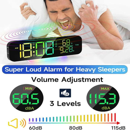 Vibrant Wake-Up Alarm Clock with Bed Shaker for Deep Sleepers and Color-Changing LED Night Light - Très Elite