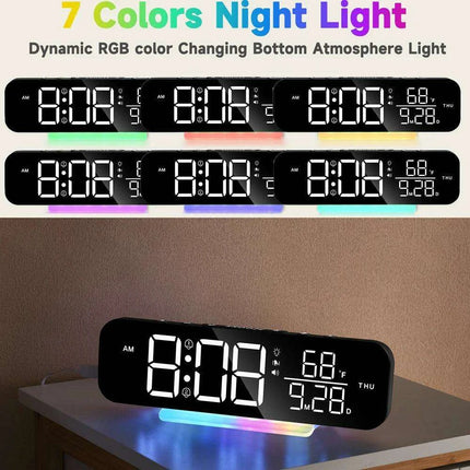 Vibrant Wake-Up Alarm Clock with Bed Shaker for Deep Sleepers and Color-Changing LED Night Light - Très Elite