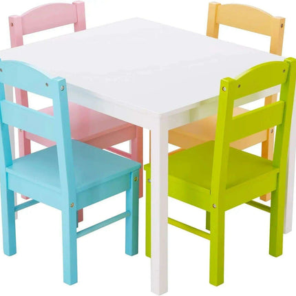 Vibrant Wooden Kids' Activity Table and Chair Set with 4 Seats - Ideal for Creative Play and Learning - Très Elite