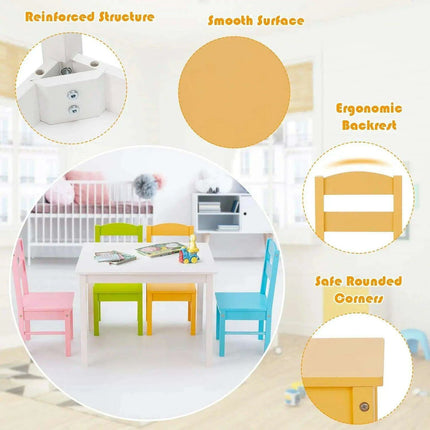 Vibrant Wooden Kids' Activity Table and Chair Set with 4 Seats - Ideal for Creative Play and Learning - Très Elite