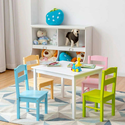 Vibrant Wooden Kids' Activity Table and Chair Set with 4 Seats - Ideal for Creative Play and Learning..