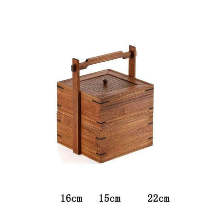 Vintage Artisan Wooden Fruit Holder with Chic Lid and Dividers | Timeless Style..