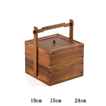 Vintage Artisan Wooden Fruit Holder with Chic Lid and Dividers | Timeless Style..