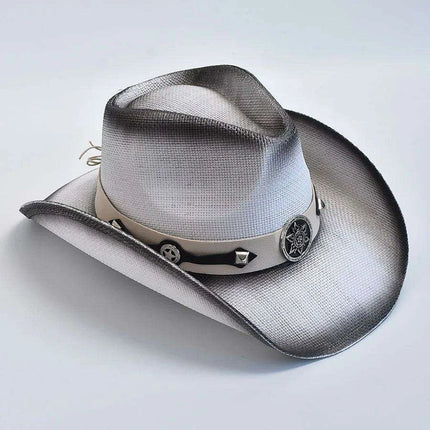 Vintage Curled Edge Western Straw Sombrero - Unisex Summer Sun Hat for Outdoor Adventures - Très Elite
