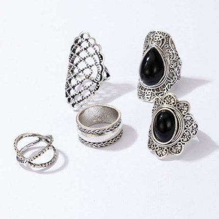 Vintage Edgy Drip Oil Cross Ring Collection - Très Elite