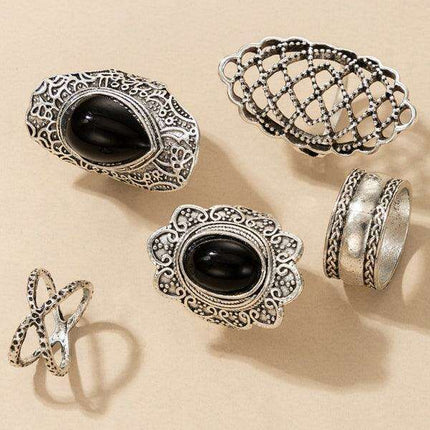 Vintage Edgy Drip Oil Cross Ring Collection - Très Elite