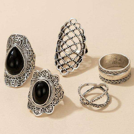 Vintage Edgy Drip Oil Cross Ring Collection - Très Elite