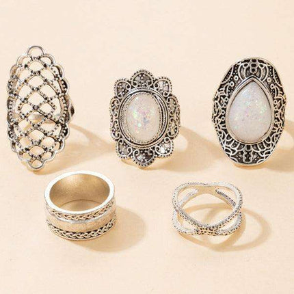 Vintage Edgy Drip Oil Cross Ring Collection - Très Elite