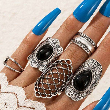Vintage Edgy Drip Oil Cross Ring Collection - Très Elite