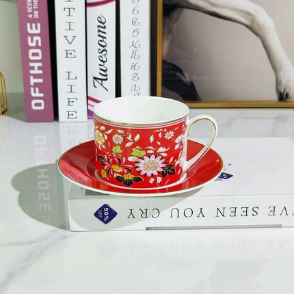 Vintage Elegance Couple's Ceramic Cup and Saucer Set - Perfect for Home and Office Enjoyment - Très Elite