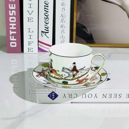 Vintage Elegance Couple's Ceramic Cup and Saucer Set - Perfect for Home and Office Enjoyment - Très Elite