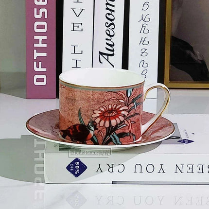 Vintage Elegance Couple's Ceramic Cup and Saucer Set - Perfect for Home and Office Enjoyment - Très Elite