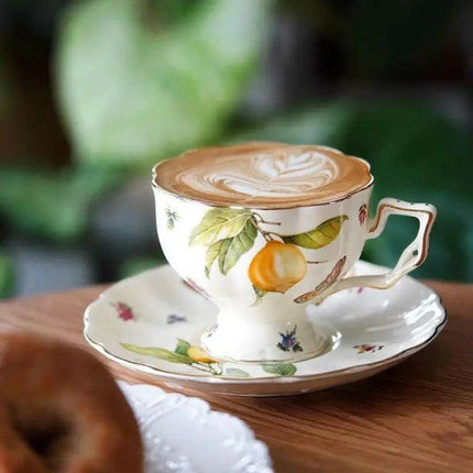 Vintage European Porcelain Tea and Coffee Set with Dessert Plate - Timeless Elegance Collection - Très Elite